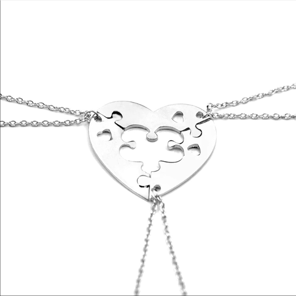 3pcs Heart Shaped Puzzle Pendant Necklace Sets